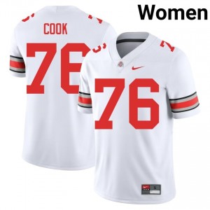 Buckeyes Jake Cook #76 White Women College Jersey | Iconic Embroidery Football Uniform 72581015