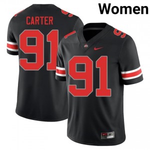 Jarquez Carter #91 Black Women Stitched Jersey | Classic Ohio State NCAA Football Gear 80781242