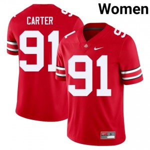 Jarquez Carter #91 Scarlet Women Embroidery Jersey | Elite Thread OSU High School Football Gear 62798394
