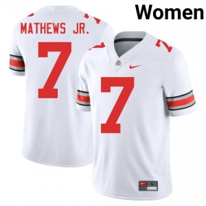 Buckeyes Jermaine Mathews Jr. #7 White Women College Jersey | Authentic Embroidery Football Uniform 32448803