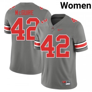 Grey #42 Joe McGuire Women Embroidery Jersey | Ohio State Buckeyes Premium College Football Edition 75099494