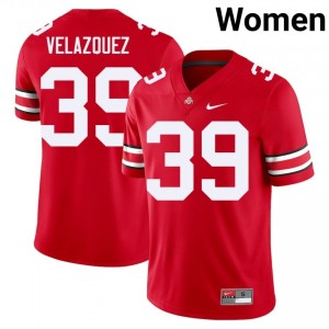 Joey Velazquez #39 Scarlet Women Stitched Jersey | Elite OSU University Football Gear 37106070