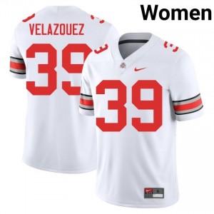 Buckeyes Joey Velazquez #39 White Women College Jersey | Licensed Embroidery Football Uniform 34255257