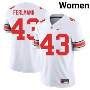 Buckeyes John Ferlmann #43 White Women High School Jersey | Exclusive Embroidery Football Uniform 45854458