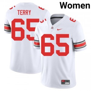 Buckeyes Justin Terry #65 White Women NCAA Jersey | Officially Licensed Stitched Football Uniform 58397544