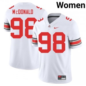 Buckeyes Kayden McDonald #98 White Women High School Jersey | Iconic Embroidery Football Uniform 53386773