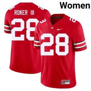 Leroy Roker III #28 Scarlet Women Stitched Jersey | Iconic OSU University Football Gear 62624789