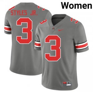 Grey #3 Lorenzo Styles Jr. Women Stitched Jersey | Ohio State Buckeyes Fresh University Football Edition 33075052