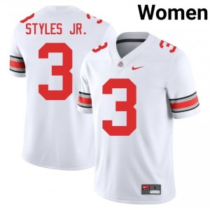 Buckeyes Lorenzo Styles Jr. #3 White Women High School Jersey | Embroidery Football Uniform 34058499
