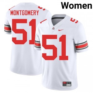 Buckeyes Luke Montgomery #51 White Women High School Jersey | Elite Thread Embroidery Football Uniform 73158370
