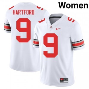 Buckeyes Malik Hartford #9 White Women University Jersey | Fresh Stitched Football Uniform 77264164
