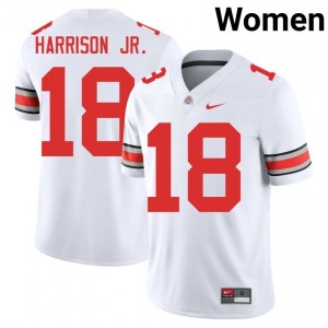 Buckeyes Marvin Harrison Jr. #18 White Women High School Jersey | Premium Embroidery Football Uniform 51353040