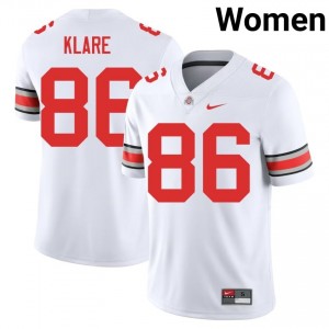 Buckeyes Max Klare #86 White Women NCAA Jersey | Authentic Stitched Football Uniform 23844262