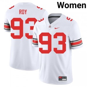 Buckeyes Maxwell Roy #93 White Women University Jersey | Officially Licensed Stitched Football Uniform 90940721