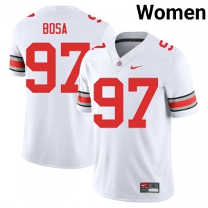 Buckeyes Nick Bosa #97 White Women NCAA Jersey | Moisture Wicking Stitched Football Uniform 91209754