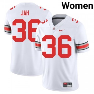 Buckeyes Omar Jah #36 White Women NCAA Jersey | Genuine Stitched Football Uniform 79276984