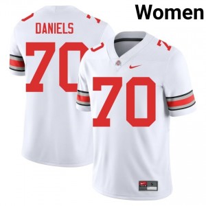 Buckeyes Phillip Daniels #70 White Women Player Jersey | Limited Stitch Football Uniform 20091837