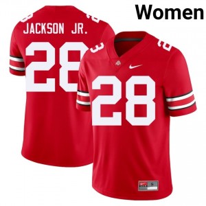 Stanley Jackson Jr. #28 Scarlet Women Stitched Jersey | Limited OSU NCAA Football Gear 33837603