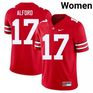 Tarvos Alford #17 Scarlet Women Embroidery Jersey | Pro Cut OSU College Football Gear 20374631