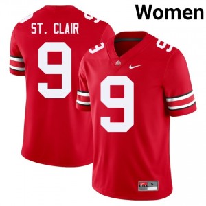 Tavien St. Clair #9 Scarlet Women Stitched Jersey | Gameday OSU NCAA Football Gear 98426784