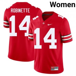 Trey Robinette #14 Scarlet Women Stitch Jersey | Officially Licensed OSU Player Football Gear 97478701