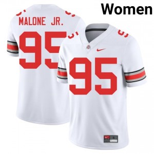 Buckeyes Tywone Malone Jr. #95 White Women Player Jersey | Authentic Stitch Football Uniform 46902880