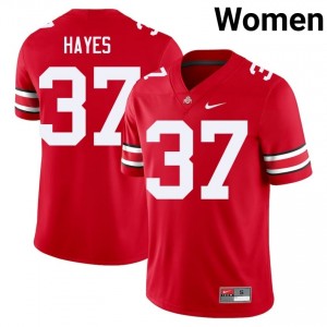 Zach Hayes #37 Scarlet Women Stitched Jersey | Elite Thread OSU NCAA Football Gear 97221169