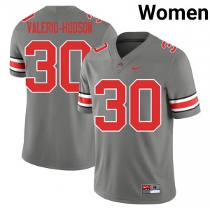 Grey #30 Amari Valerio-Hudson Women Stitched Jersey | Ohio State Buckeyes Licensed NCAA Football Edition 30368497