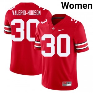 Amari Valerio-Hudson #30 Scarlet Women Stitched Jersey | Genuine OSU University Football Gear 66839678