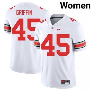 Buckeyes Archie Griffin #45 White Women University Jersey | Durable Stitched Football Uniform 68274941
