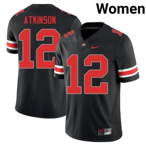 Beau Atkinson #12 Black Women Embroidery Jersey | Elite Thread Ohio State College Football Gear 44648319