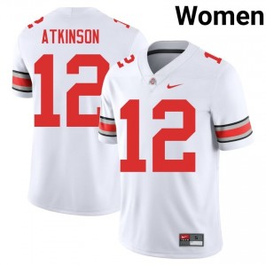 Buckeyes Beau Atkinson #12 White Women High School Jersey | Authentic Embroidery Football Uniform 48631805