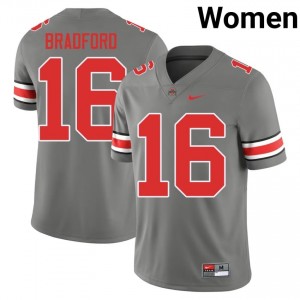 Grey #16 Blaine Bradford Women Embroidery Jersey | Ohio State Buckeyes Pro Cut College Football Edition 67415766