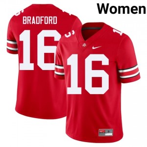 Blaine Bradford #16 Scarlet Women Embroidery Jersey | Elite Thread OSU High School Football Gear 75692113
