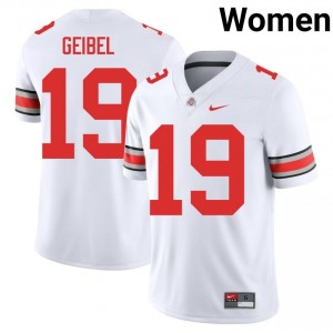Buckeyes Brady Geibel #19 White Women NCAA Jersey | Premium Stitched Football Uniform 60378351