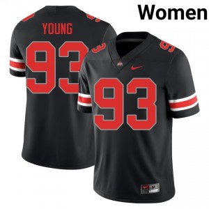 Brady Young #93 Black Women Embroidery Jersey | Moisture Wicking Ohio State High School Football Gear 45411606