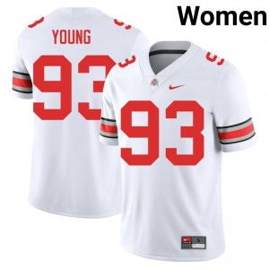 Buckeyes Brady Young #93 White Women NCAA Jersey | Pro Cut Stitched Football Uniform 55561070