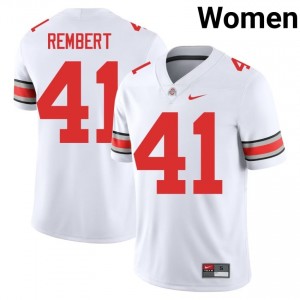 Buckeyes Braxton Rembert #41 White Women NCAA Jersey | Fresh Stitched Football Uniform 32986941