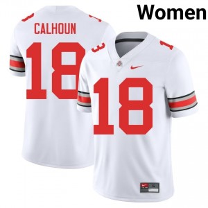 Buckeyes Cam Calhoun #18 White Women College Jersey | Limited Embroidery Football Uniform 83654262