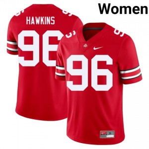 Connor Hawkins #96 Scarlet Women Stitched Jersey | Elite OSU NCAA Football Gear 16181794