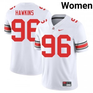 Buckeyes Connor Hawkins #96 White Women Player Jersey | Licensed Stitch Football Uniform 14480590