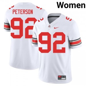 Buckeyes Cooper Peterson #92 White Women College Jersey | Pro-Grade Embroidery Football Uniform 66598384