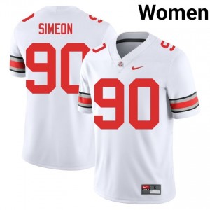 Buckeyes Damari Simeon #90 White Women Player Jersey | Officially Licensed Stitch Football Uniform 33678011