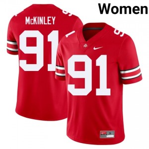 Darryus McKinley #91 Scarlet Women Stitched Jersey | Essential OSU University Football Gear 76327641