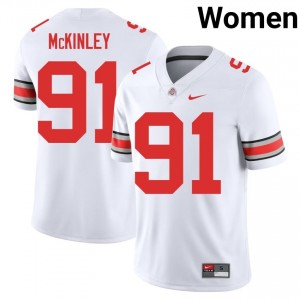 Buckeyes Darryus McKinley #91 White Women College Jersey | Embroidery Football Uniform 97915892