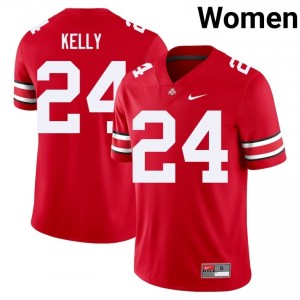 Dominick Kelly #24 Scarlet Women Stitched Jersey | Moisture Wicking OSU University Football Gear 31526352