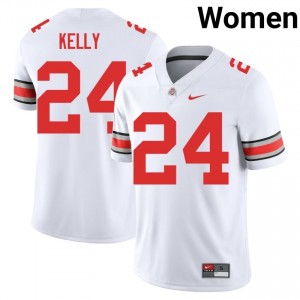Buckeyes Dominick Kelly #24 White Women College Jersey | Durable Embroidery Football Uniform 84338405