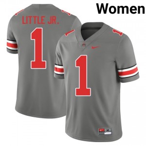 Grey #1 Earl Little Jr. Women Embroidery Jersey | Ohio State Buckeyes Pro-Grade College Football Edition 96535147