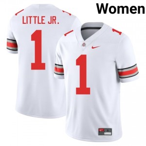 Buckeyes Earl Little Jr. #1 White Women University Jersey | Officially Licensed Stitched Football Uniform 32368011