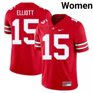 Ezekiel Elliott #15 Scarlet Women Stitch Jersey | Genuine OSU Player Football Gear 32573680